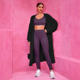 Manteau ample décontracté, pull long en tricot